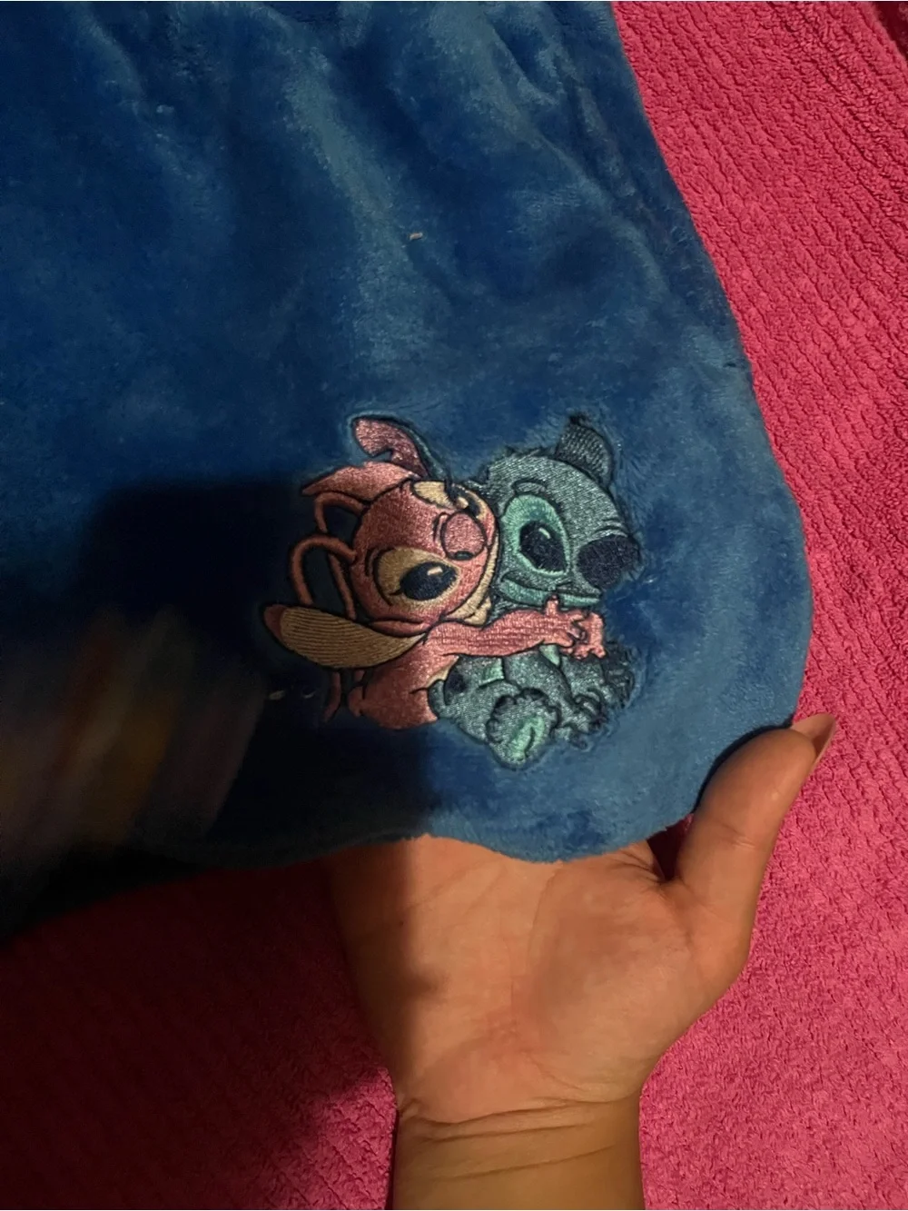 Brand new Blue Plush Women’s Shorts with Stitch Embroidery